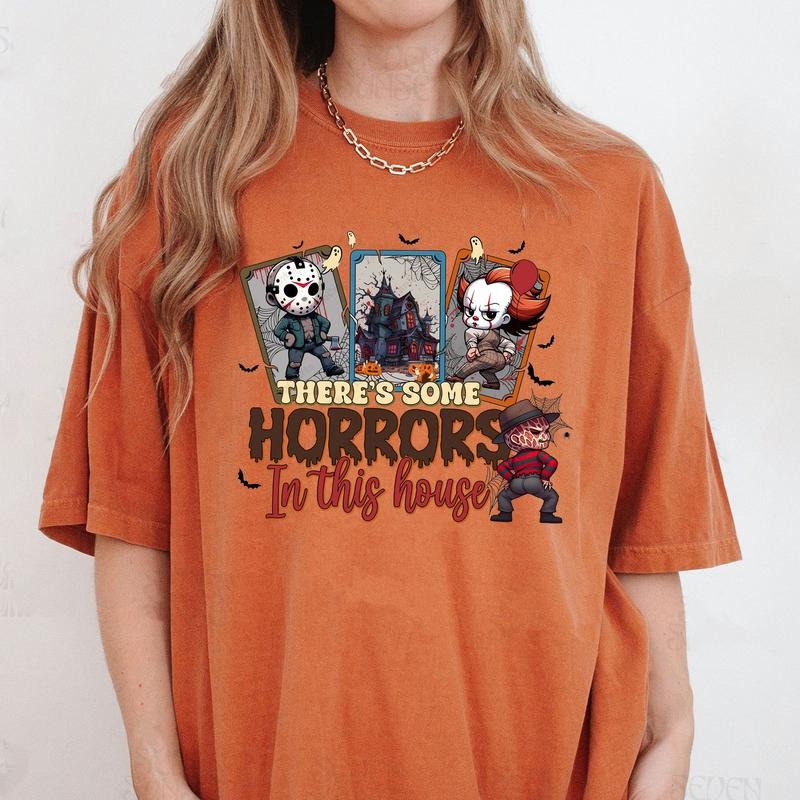 Comfort Colors There's Some Horrors In This House Shirt, Funny Pumpkin Shirt, Horror House Shirt, Funny Halloween Shirt...