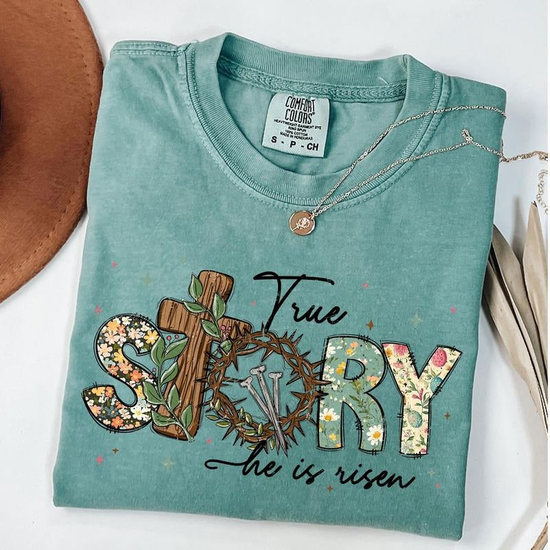 Comfort Colors True Story He is Risen Shirt, Retro Easter Shirt, Vintage Easter Shirt, Christian T-Shirt, Bible Verse...