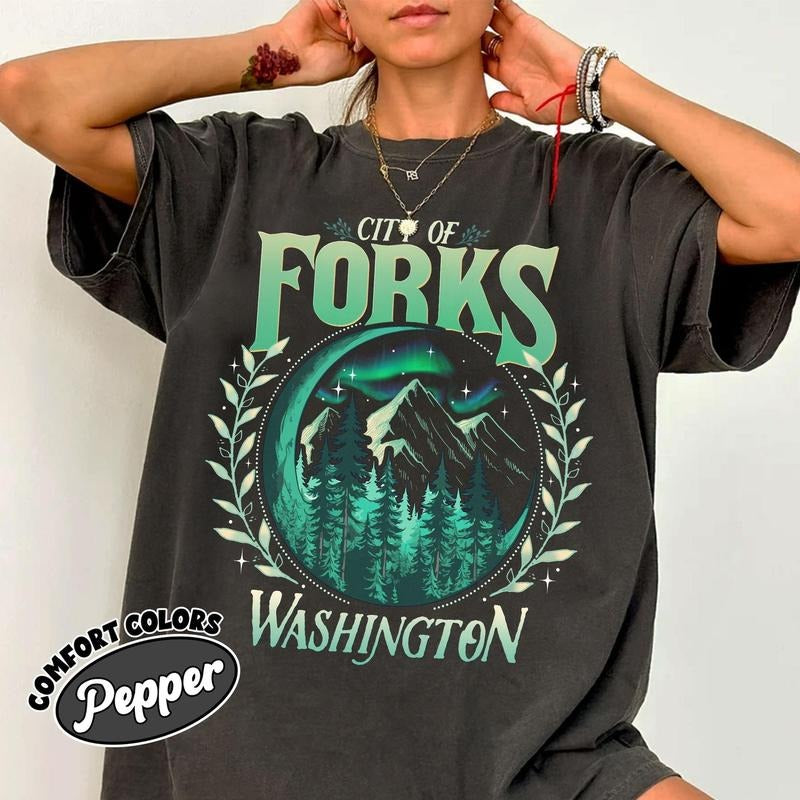 Comfort Colors Twilight City Of Forks T-Shirt, For Washington T-Shirt, Twilight Halloween Tee, New Moon Shirt,...