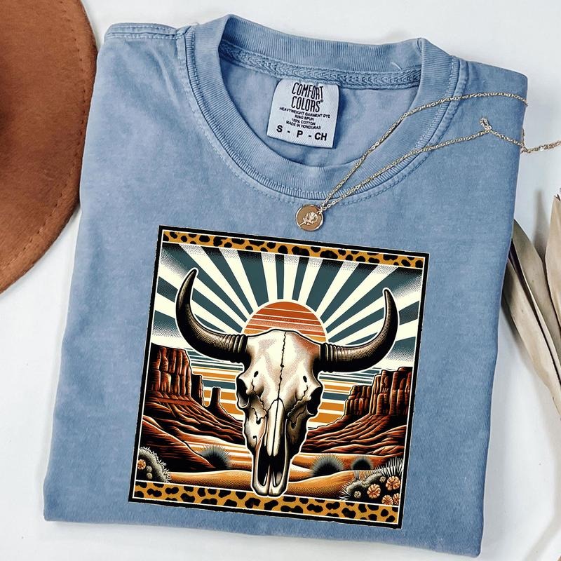 Comfort Colors Vintage Cow Skull Shirt, Country shirt, Wild west T-Shirt, Western Tee, Gift For Her Hoodie, Sweatshirt