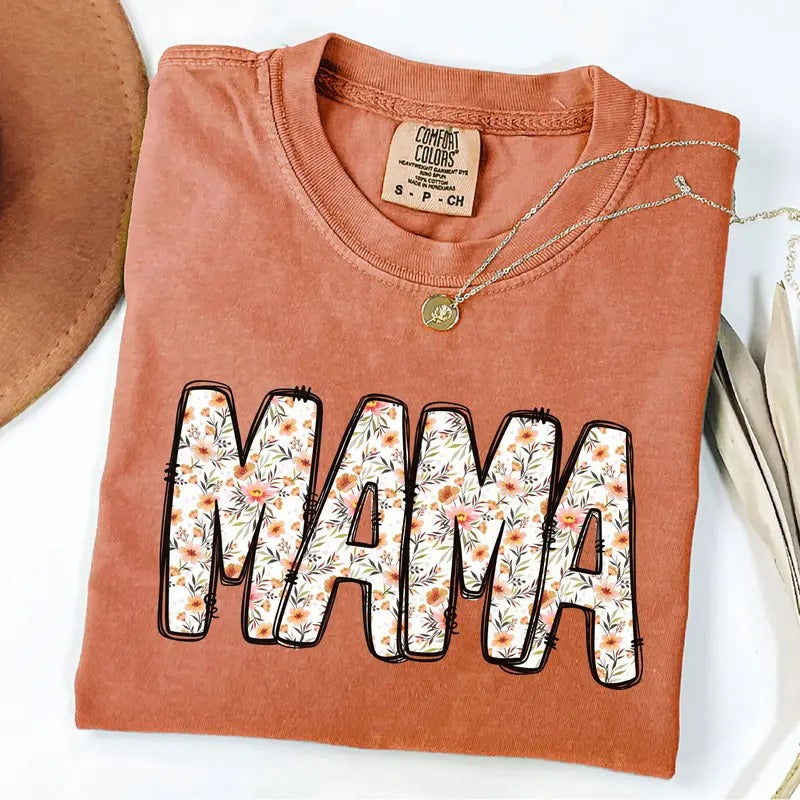 Comfort Colors Vintage Floral Mama Shirt, Mama T-Shirt, Strong Woman Shirt, Gift for Mothers Day, Mama Tee, Graphic Tee...