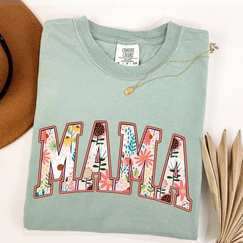Comfort Colors Vintage Floral Mama T-shirt, Strong Woman Shirt, Gift For Mothers Day Hoodie, Sweatshirt | HypeDripTees.com