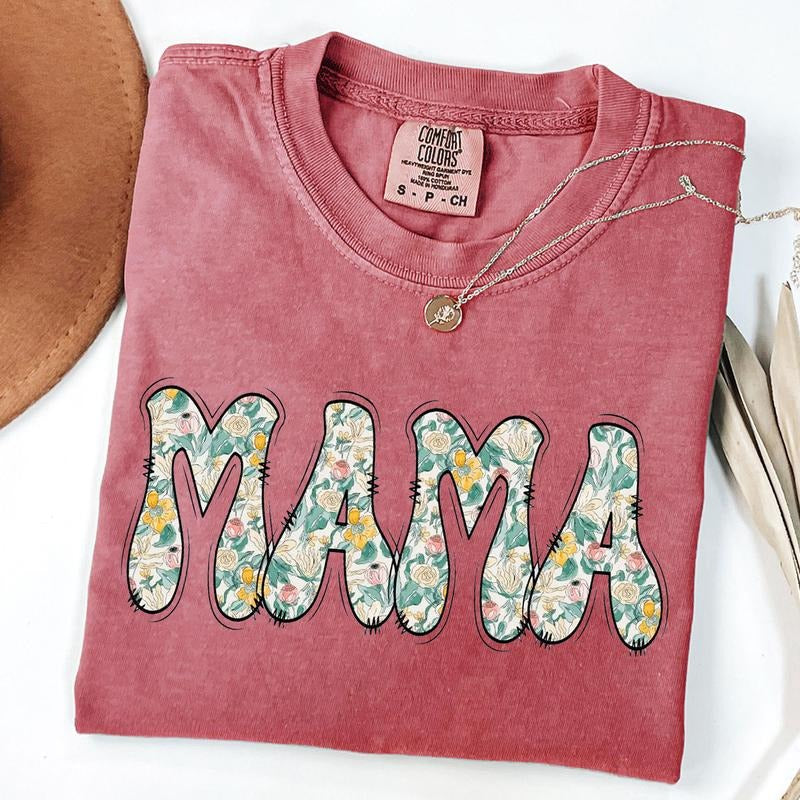 Comfort Colors Vintage Floral Mama T-shirt, Strong Woman Shirt, Gift for Mothers Day, Women's T-Shirt, Graphic Tee,...