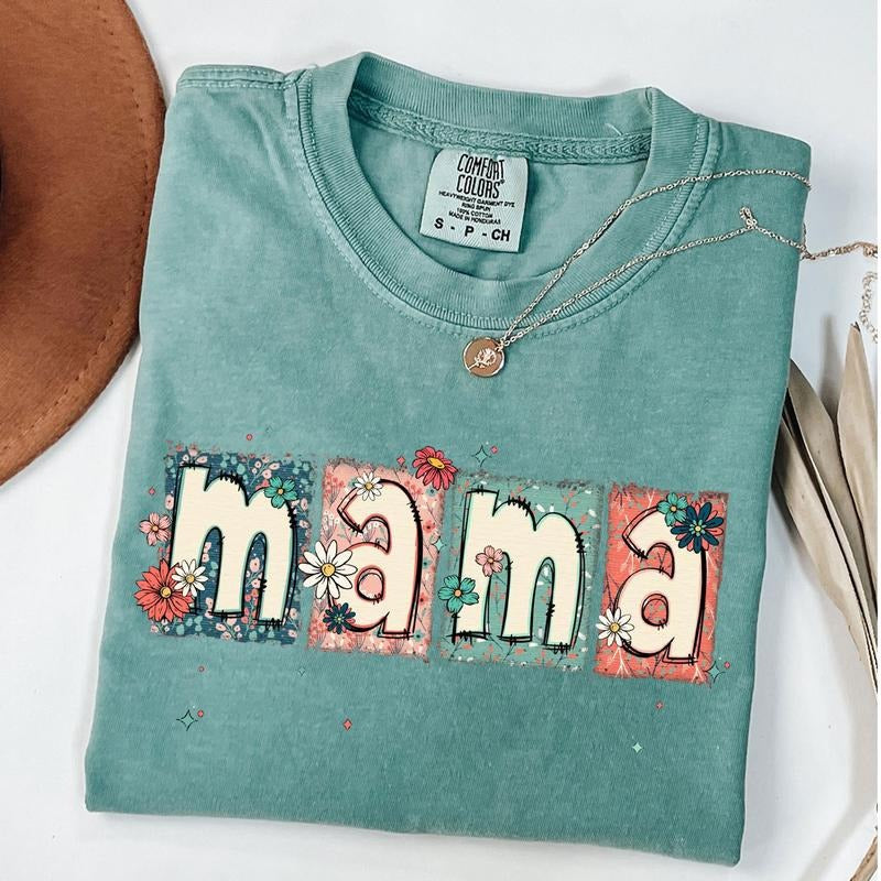 Comfort Colors Vintage Mama T-Shirt, Floral Mama Shirt, Boho Mom T-Shirt, Mother's Day Gift, New Mom Gift Hoodie, Sweatshirt
