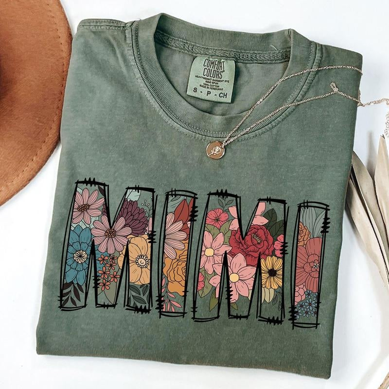 Comfort Colors Vintage Mimi Floral Shirt, Flower Mimi Shirt, New Mom Gift, Mother's Day Gift, Unisex T-Shirt Hoodie,...