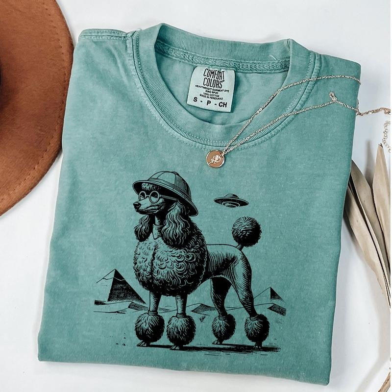 Comfort Colors Vintage Poodle Shirt, Retro Dog Tee, UFO Dog T-Shirt, Dog Mom Gift, Poodle Mom Shirt, Poodle Dad T-shirt...