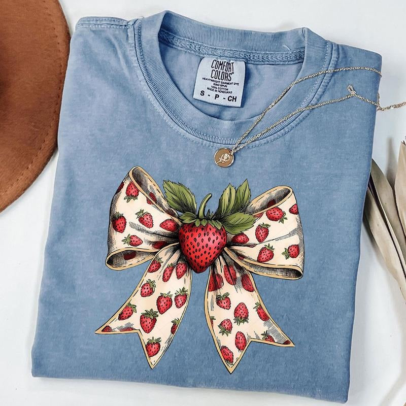Comfort Colors Vintage Strawberry Coquette Shirt, Strawberry Festival T-Shirt, Strawberry Lover Tee, Summer Vibes Shirt...