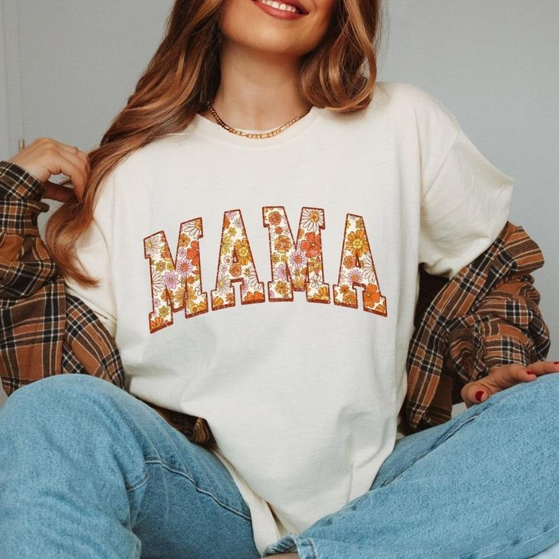 Comfort Colors Vintage floral Mama t-shirt, Mama T-Shirt, Strong Woman Shirt, gift for mothers day, Mama tee, Graphic...
