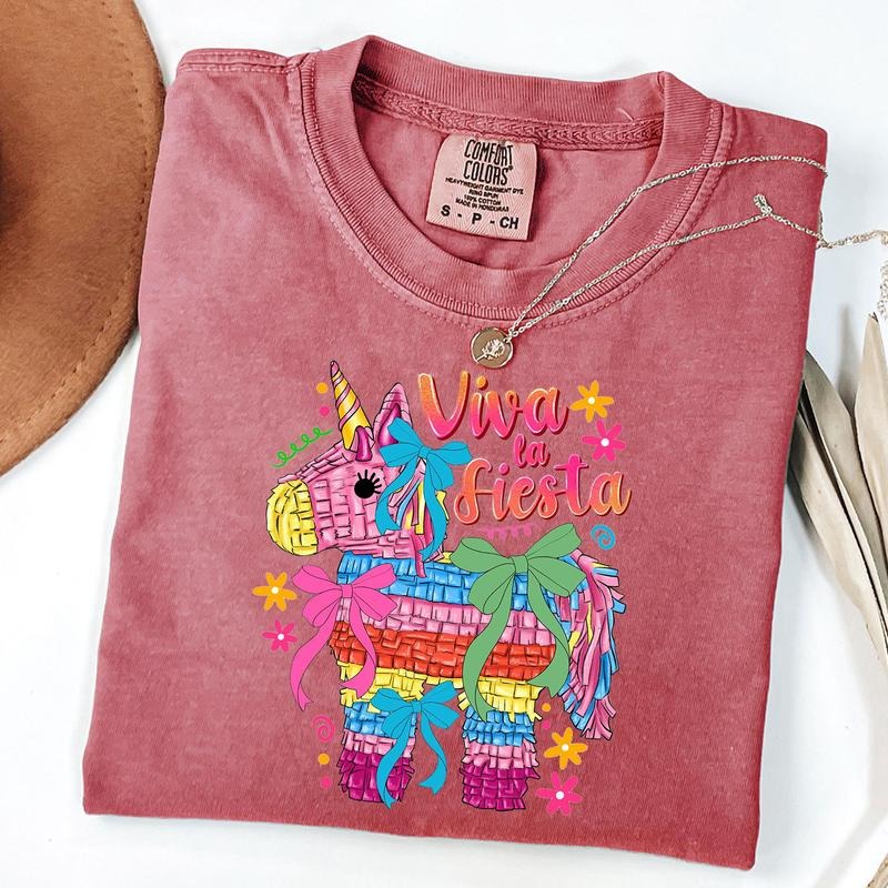 Comfort Colors Viva La Fiesta Tee, Mexican Pinata Coquette Bow Shirt, Mexican Party T-Shirt, Fiesta Vibes Shirt Hoodie,...