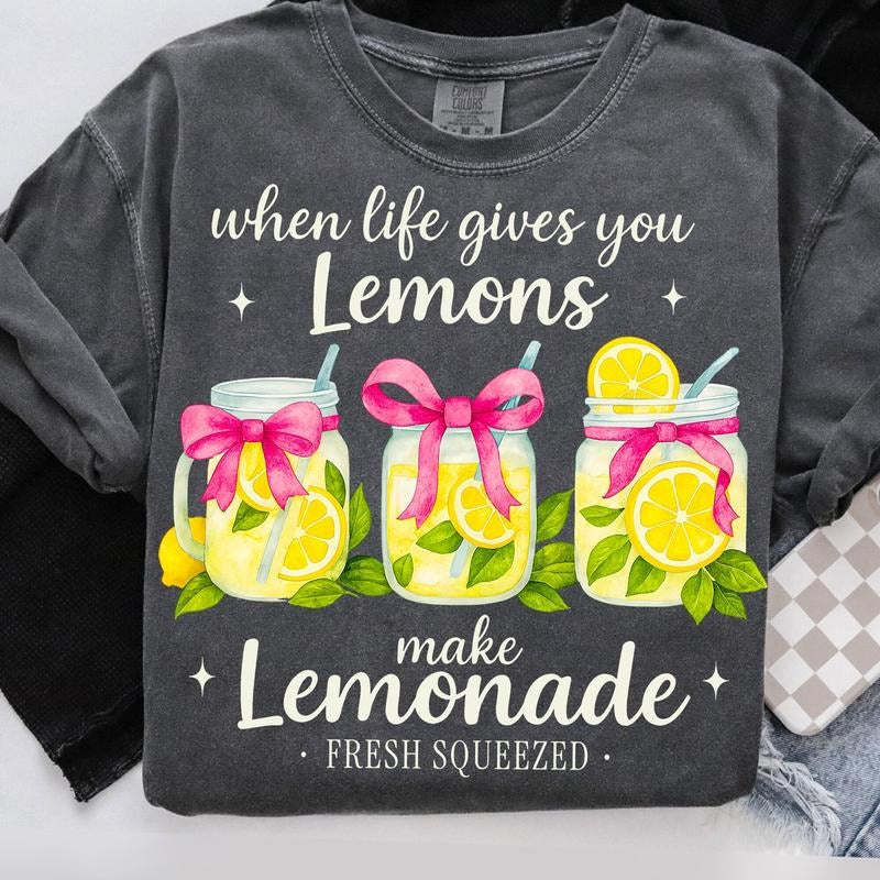 Comfort Colors When life gives you Lemons T-Shirt, Lemons Shirt, lemonade T-Shirt, Funny Make Lemonade Shirt, Retro Fancy...