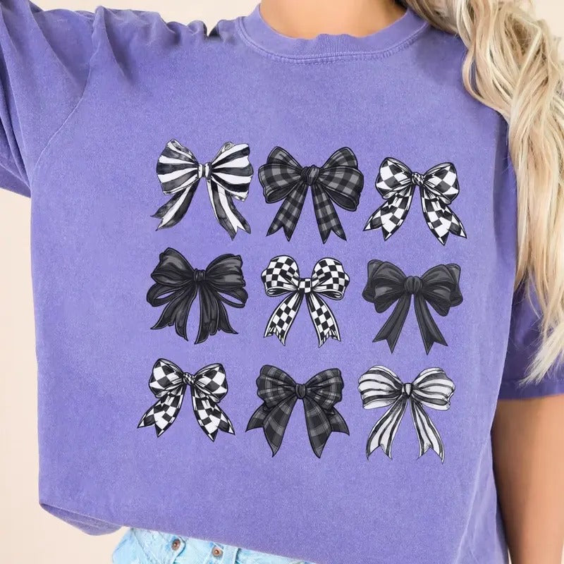 Comfort Colors Women's Coquette Bows Short Sleeve Casual Cotton Graphic T-Shirt