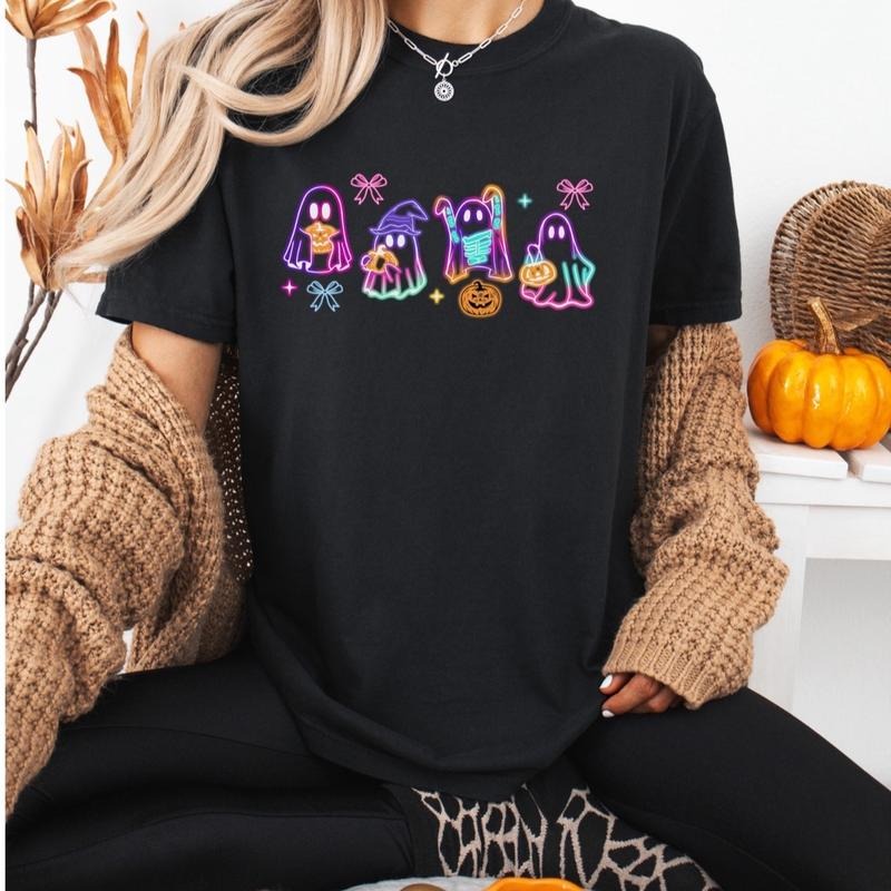Comfort Colors Women's Graphic T-Shirt - Neon Halloween Prints - Womenswear, Top Hoodie, Sweatshirt | HypeDripTees.com