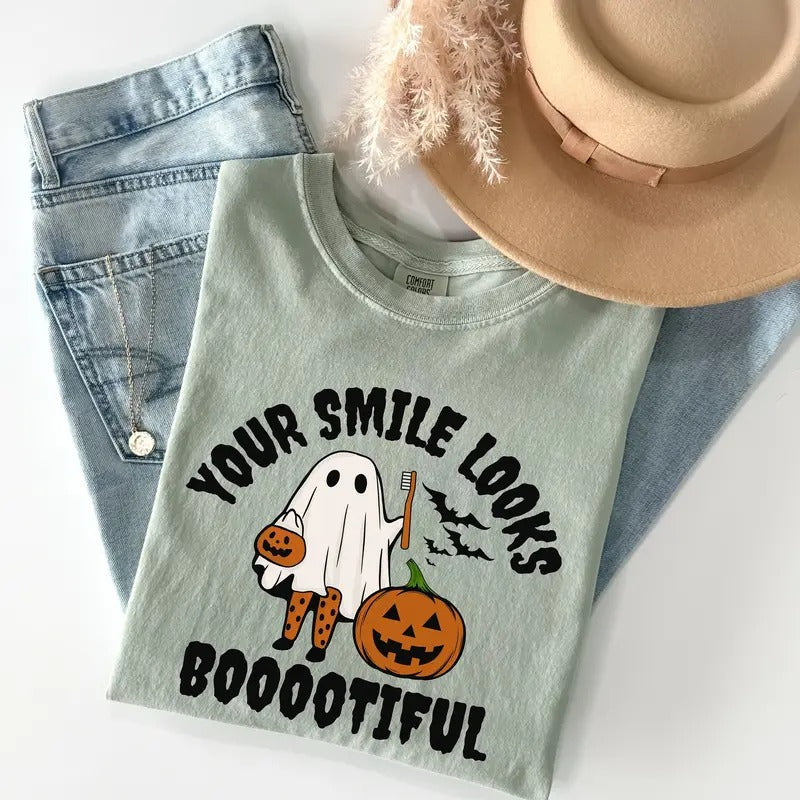 Comfort Colors Your Smile Looks Bootiful Ghost Shirt, Dentist Halloween Shirt, Pediatric Dentist T-shirt , Dental...