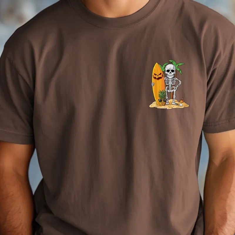 Comfort Colors surfing skeleton pocket Graphic T-Shirt, unisex Casual Cotton Top Hoodie, Sweatshirt | HypeDripTees.com