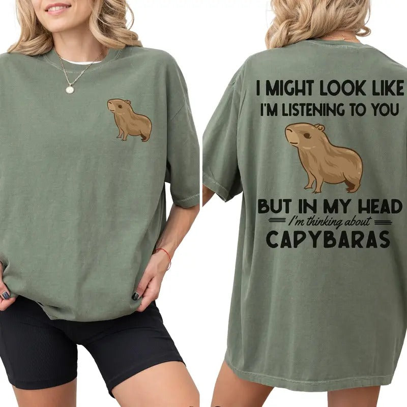Comfort Colors, In My Head I am Thinking Of Capybaras Vintage Graphic Shirt Hoodie, Sweatshirt | HypeDripTees.com