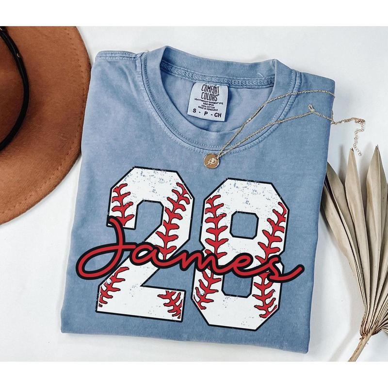 Comfort color Custom Baseball Number Shirt, Comfort Colors Baseball Tee, Personalized Baseball Player Shirt, Baseball Fan...