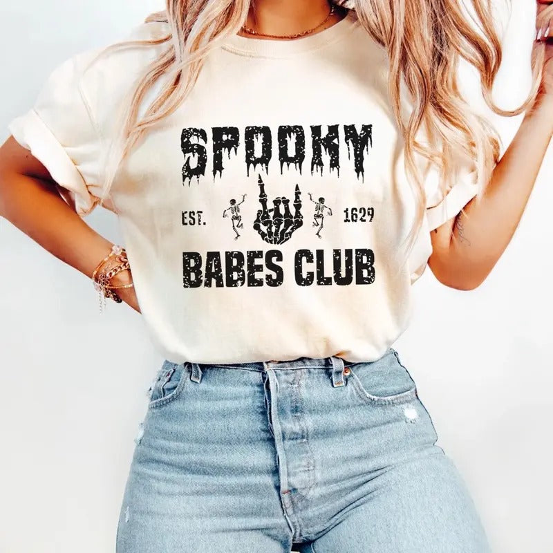 Comfort colors Spooky babes club short sleeve casual cotton graphic tshirt Hoodie, Sweatshirt | HypeDripTees.com