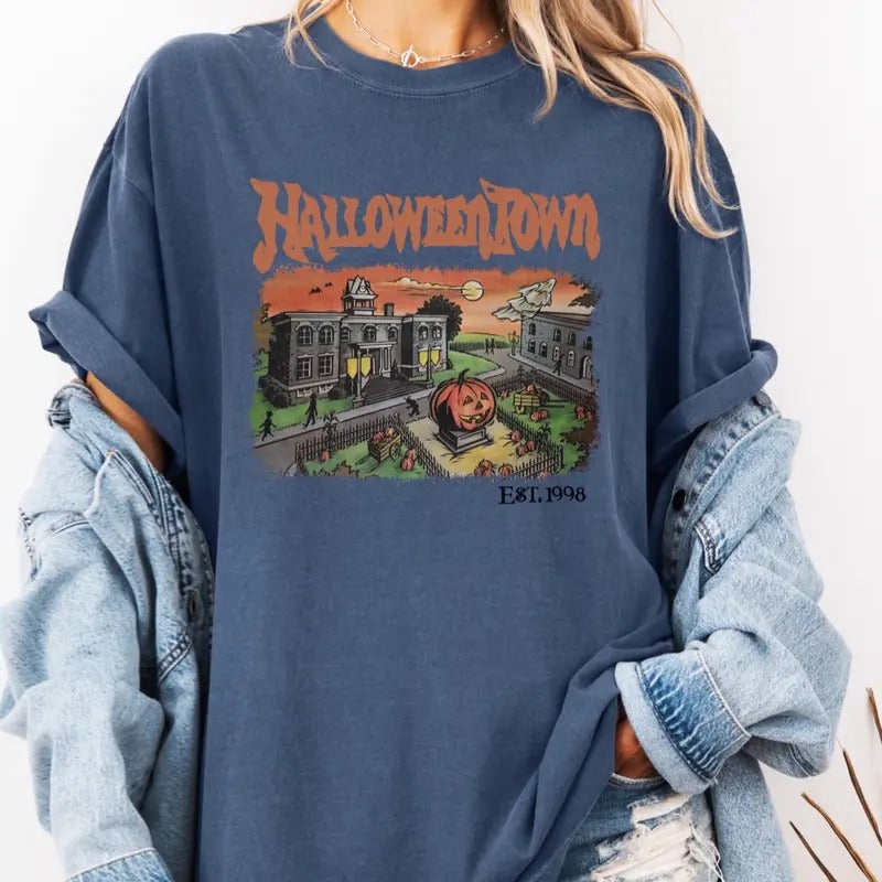 Comfort colors Vintage Halloweentown short sleeve casual cotton graphic tshirt Hoodie, Sweatshirt | HypeDripTees.com
