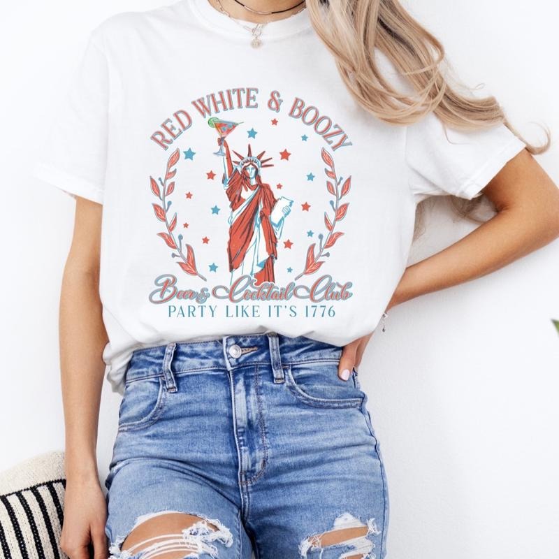 Comfort colors red white and boozy short sleeve cotton casual graphic tshirt Hoodie, Sweatshirt | HypeDripTees.com