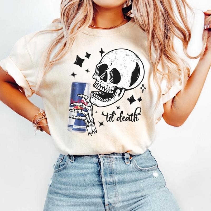 Comfort colors skeleton til death womens short sleeve casual cotton graphic tshirt Hoodie, Sweatshirt | HypeDripTees.com