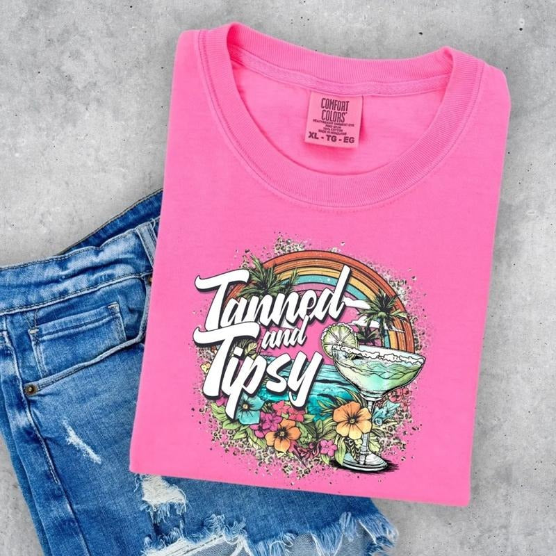 Comfort colors tanned and tipsy short sleeve casual cotton graphic tshirt Hoodie, Sweatshirt | HypeDripTees.com
