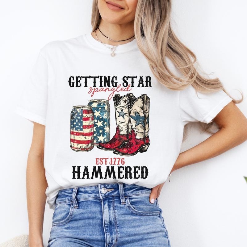 Comfort colors western star spangled hammered short sleeve casual cotton graphic tshirt Hoodie, Sweatshirt | HypeDripTees.com
