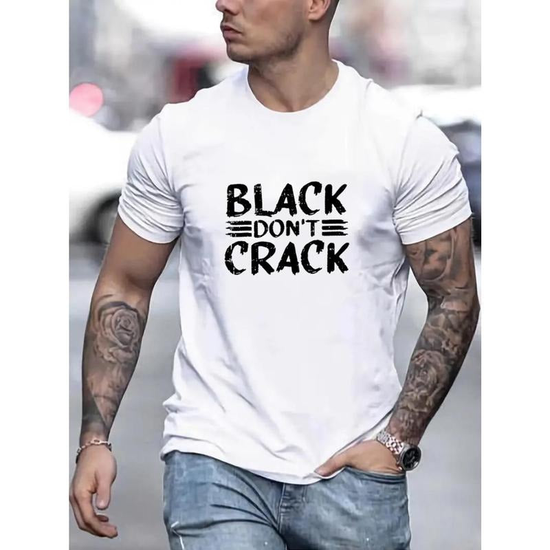 Comfy Stretchy Black Don't Crack Graphic Men's Short Sleeve T-shirt for Summer Casual Daily Style Fashion Clothing Made...