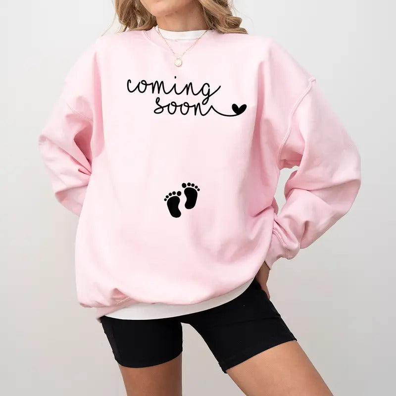 Coming Soon Maternity Sweatshirt, Pregnancy Announcement , Baby Reveal Sweatshirt , Baby Announcement Hoodie, Mom To Be ,...