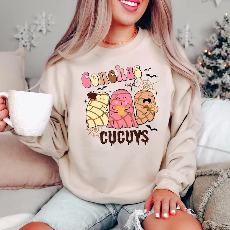 Conchas and Cucuys Sweatshirts, Spooky Conchas Shirts, Mexican Ghost Shirts, Pantasmas Shirts, Cucuy Season Tee Everyday...