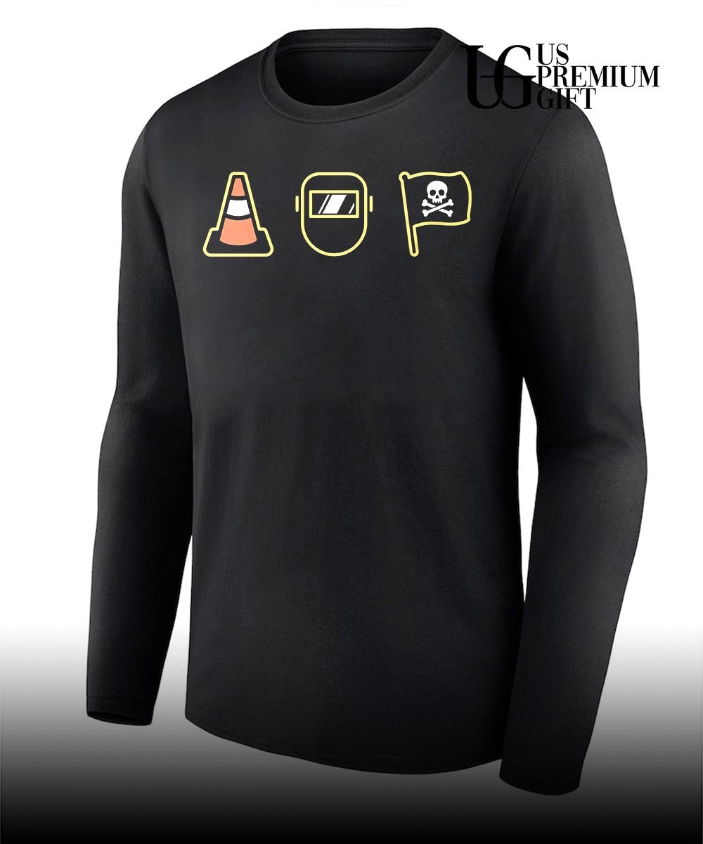 Cone Welding mask Pirate flag shirt