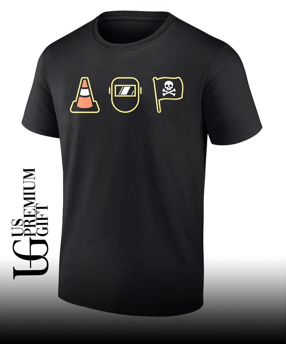 Cone Welding mask Pirate flag shirt
