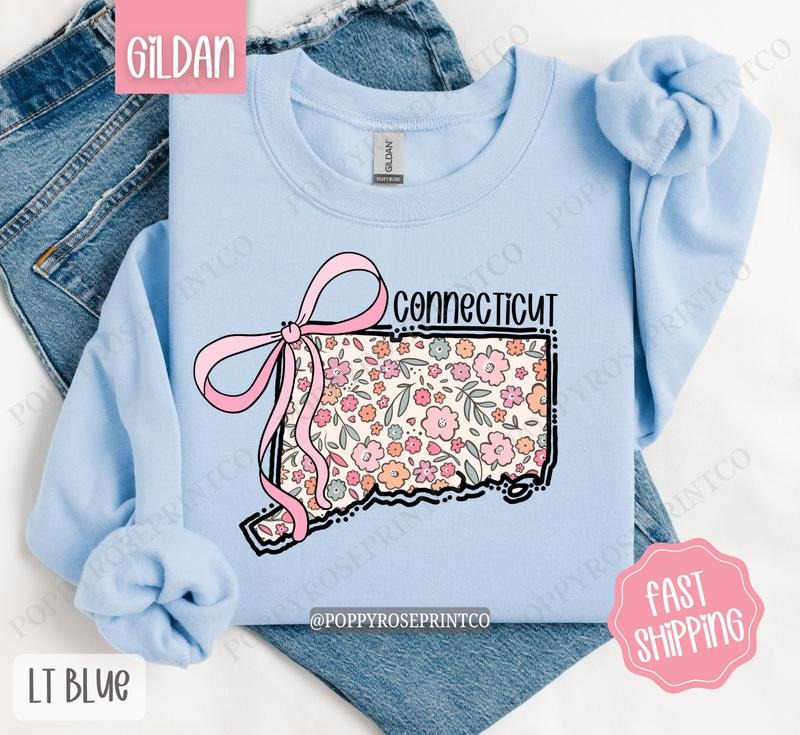 Connecticut Floral Sweatshirt, Cute Connecticut Sweatshirt, Connecticut State Sweatshirt T-Shirts, Hoodie | HypeDripTees.com