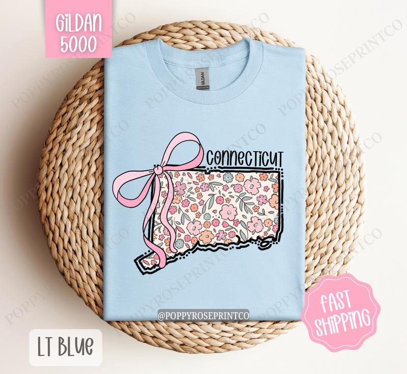 Connecticut Gildan Cute Connecticut State Shirt Connecticut Floral Bow T-Shirts, Hoodie, Sweatshirt