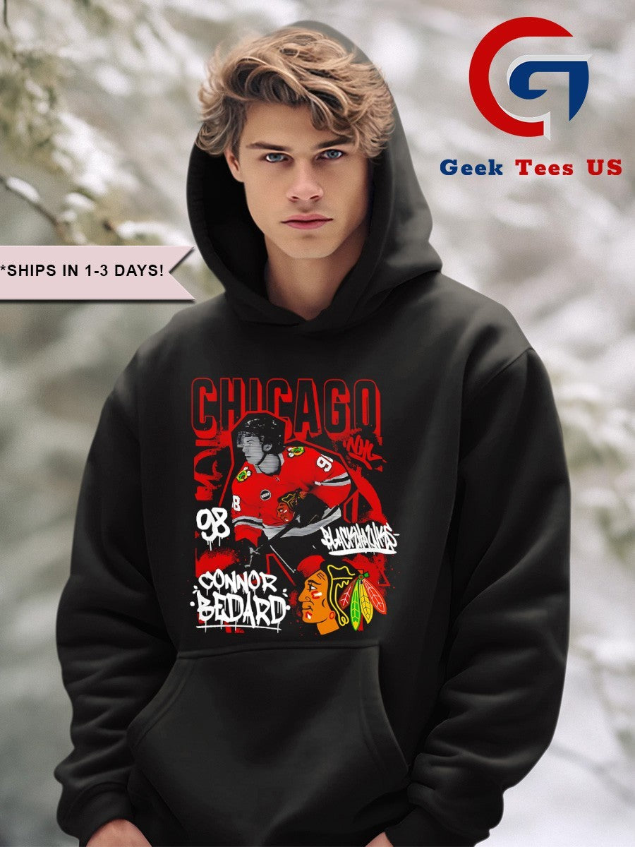 Connor Bedard player Chicago Blackhawks NHL photo shirt
