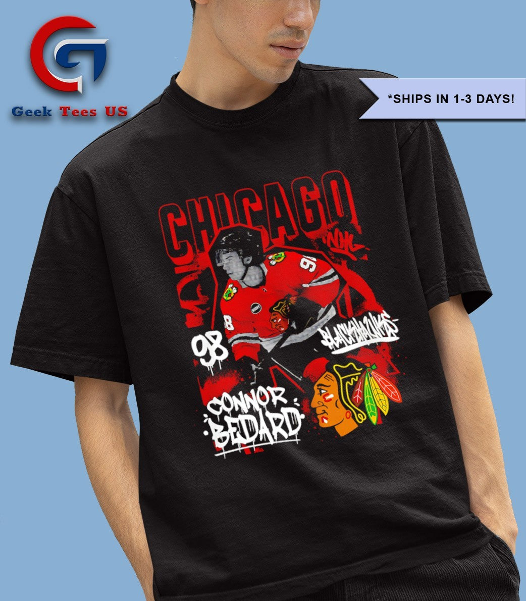 Connor Bedard player Chicago Blackhawks NHL photo shirt