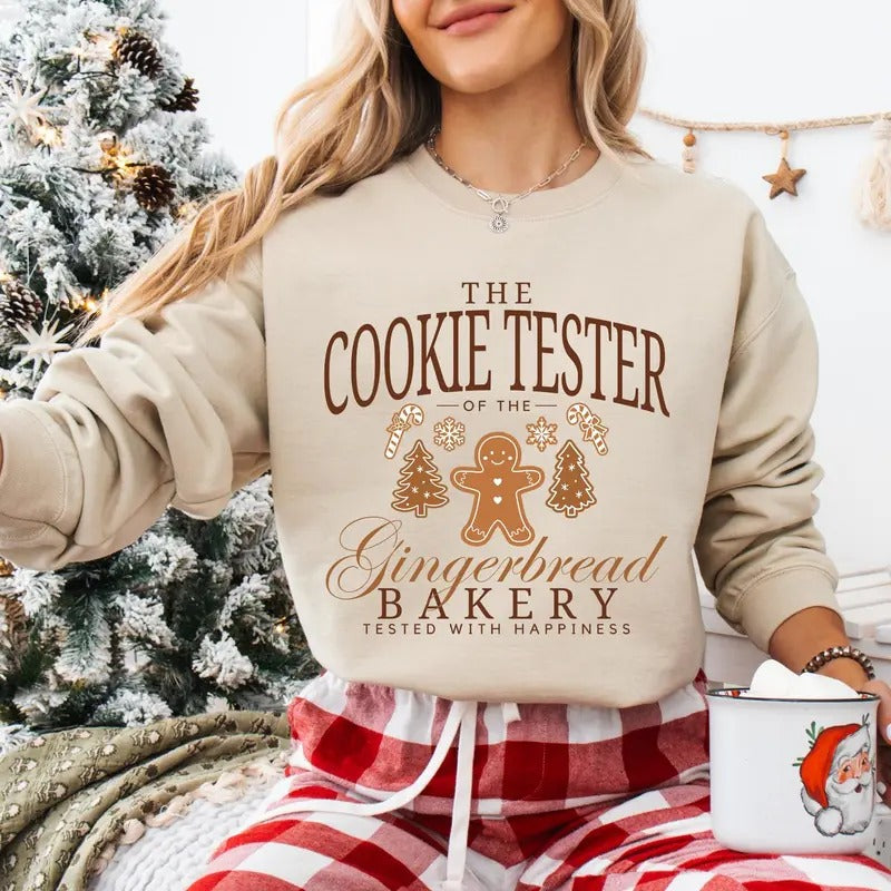 Cookie Baker Sweatshirt, Cookie Tester Sweater, Gingerbread Bakery, Gingerbread Shirt, Couple Christmas Sweatshirt,...