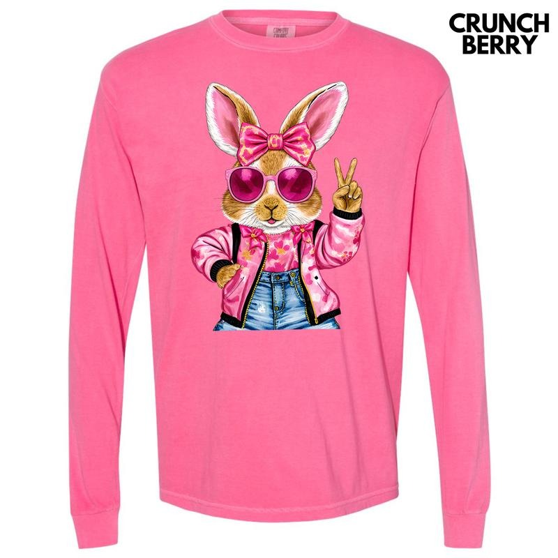 Cool Girl Bunny Long Sleeve Comfort Colors T-Shirt 'NLB' Hoodie, Sweatshirt | HypeDripTees.com