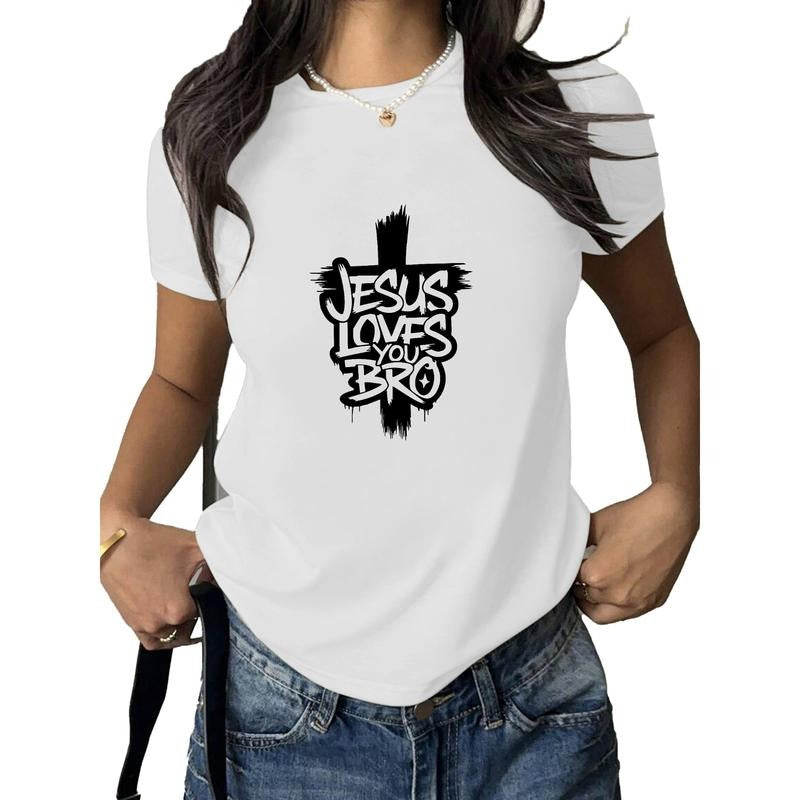 Cool Women's White T - Shirt with Graffiti