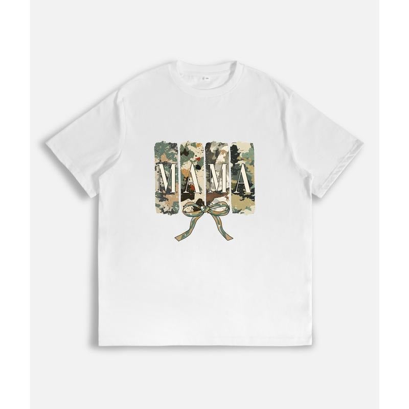 Cool and Trendy T - Shirt: "MAMA" in Bold Lettering with Camo