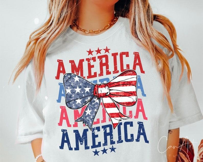 Coquette American Flag, 4th Of July, Fourth Of July Print T-Shirt Hoodie, Sweatshirt | HypeDripTees.com