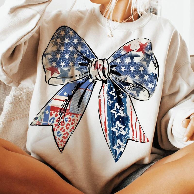 Coquette American Girl Sweatshirt, Coquette Bow Shirt, 4th of July Sublimation, America , Freedom, American Flag...