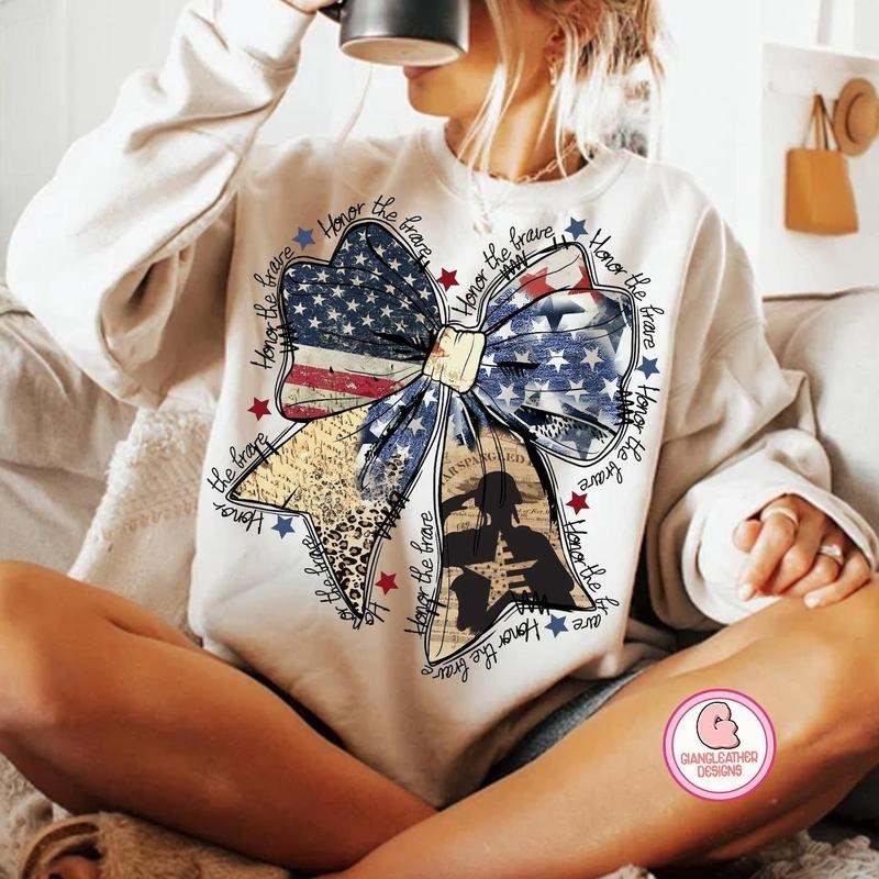 Coquette American Shirt,  Honor the brave Shirt, Memorial Coquette Bow Shirt, 4th of July png, America , Freedom ,...