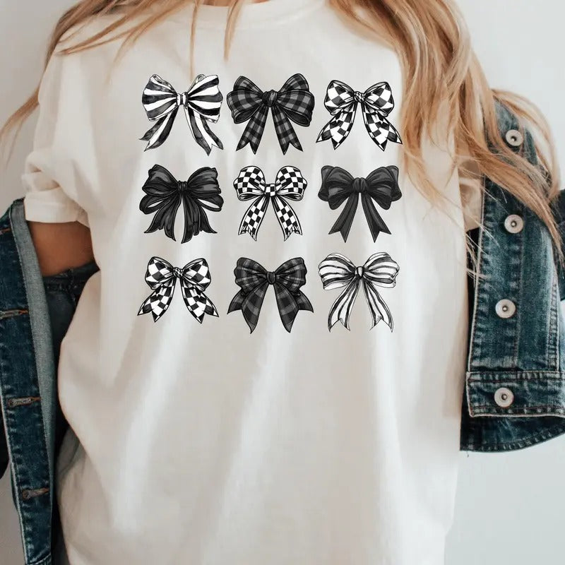 Coquette Black Bows Shirt, Coquette Shirt, Soft Girl Shirt, Coquette Aesthetic Shirt, Cute Bow Shirt, Black Ribbon Shirt,...