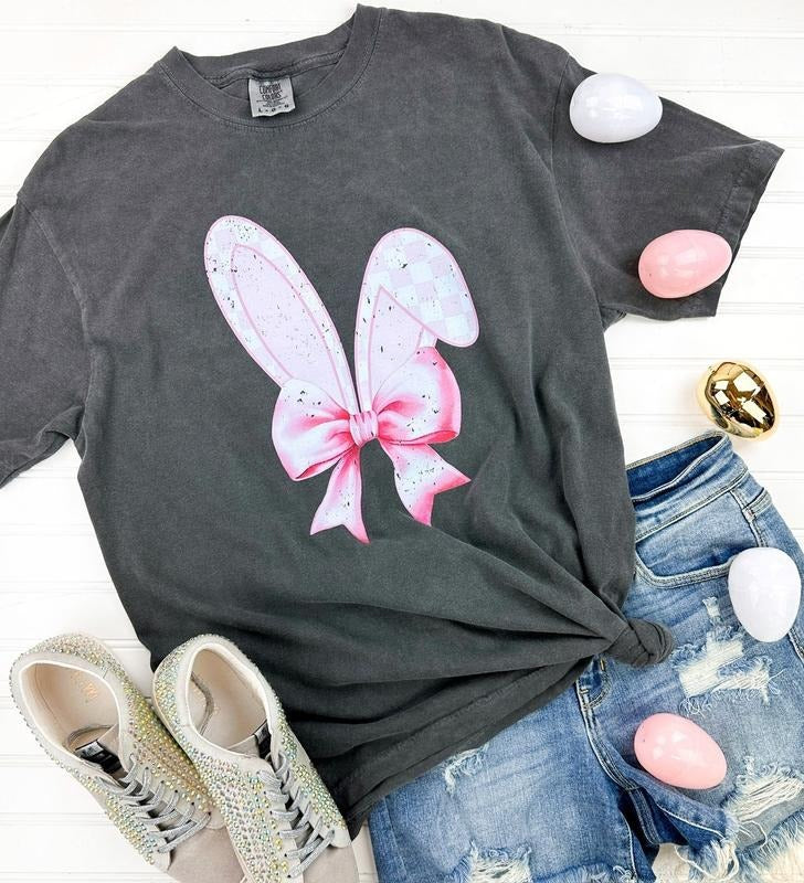 Coquette Bow Bunny Comfort Colors T-Shirt Hoodie, Sweatshirt | HypeDripTees.com