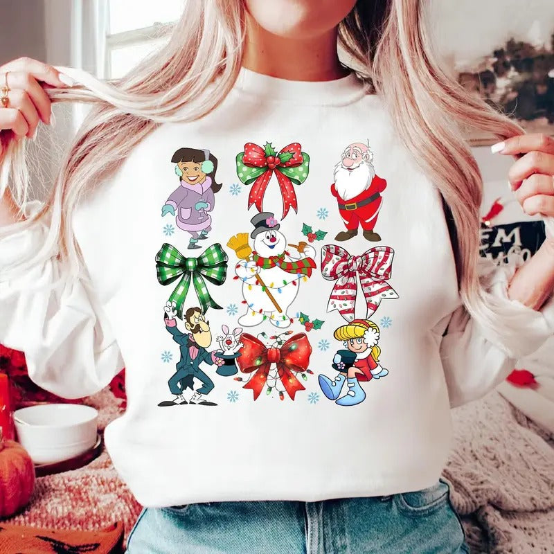 Coquette Bow Frosty The Snowman Shirt Snowman Winter Shirt Snowman Holiday Shirt Xmas Character Movies Shirt Frosty...