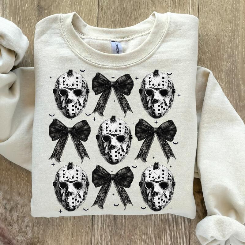 Coquette Bow Halloween Horror Movies Spooky Season Halloween T-Shirts, Hoodie, Sweatshirt