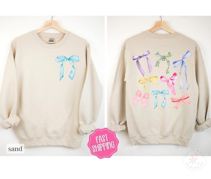 Coquette Bow Sweatshirt, Women's Sweatshirt, Bow Sweater T-Shirts, Hoodie | HypeDripTees.com