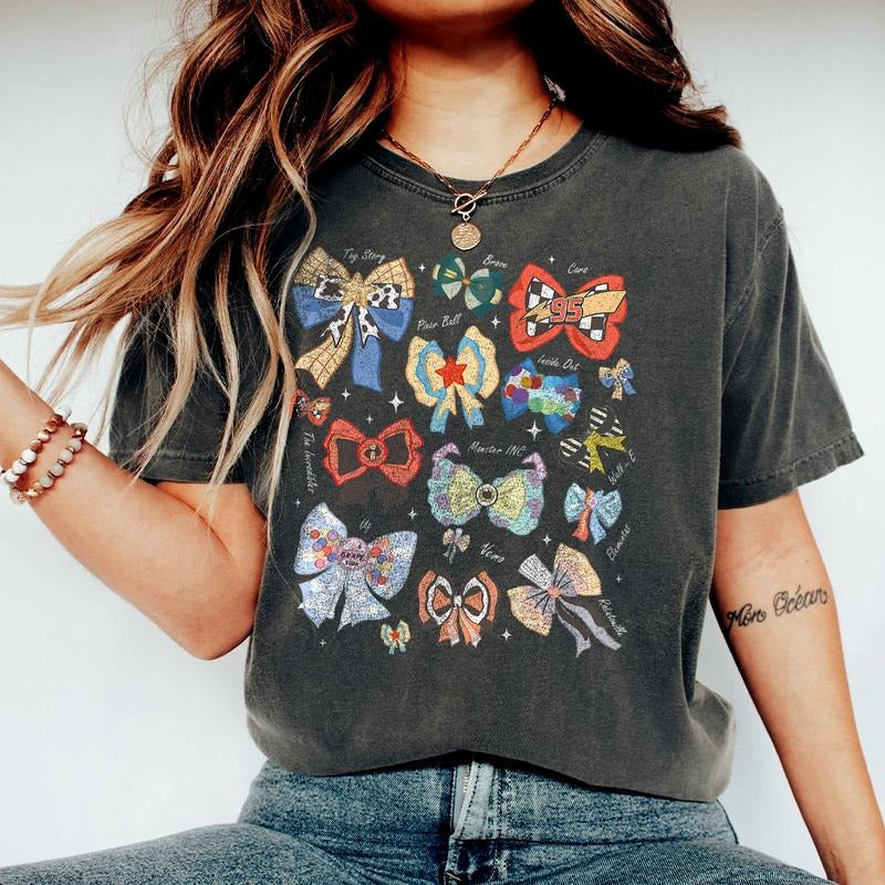 Coquette Bows Movies T-shirt, Inside Out, Monster Inc, Cars, Resort Family Trip Hoodie, Sweatshirt | HypeDripTees.com
