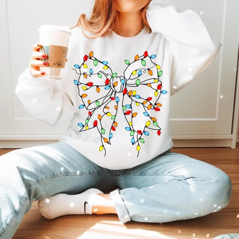 Coquette Light Bow Merry Xmas Coquette Bow Cotton T-Shirts, Hoodie, Sweatshirt