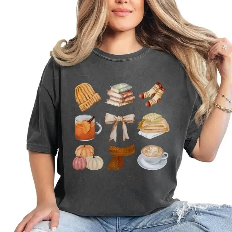 Coquette Fall Tshirt, Cozy Season Tee, Women's Autumn Graphic Tee,Spooky Season, Pumpkin Spice, Sweater Weather, Scarf...